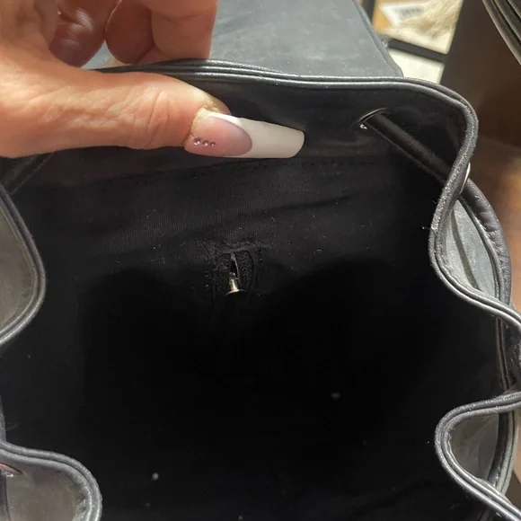 Vintage Esprit Black Backpack 90s faux leather purse Y2K boho - Picture 10 of 10